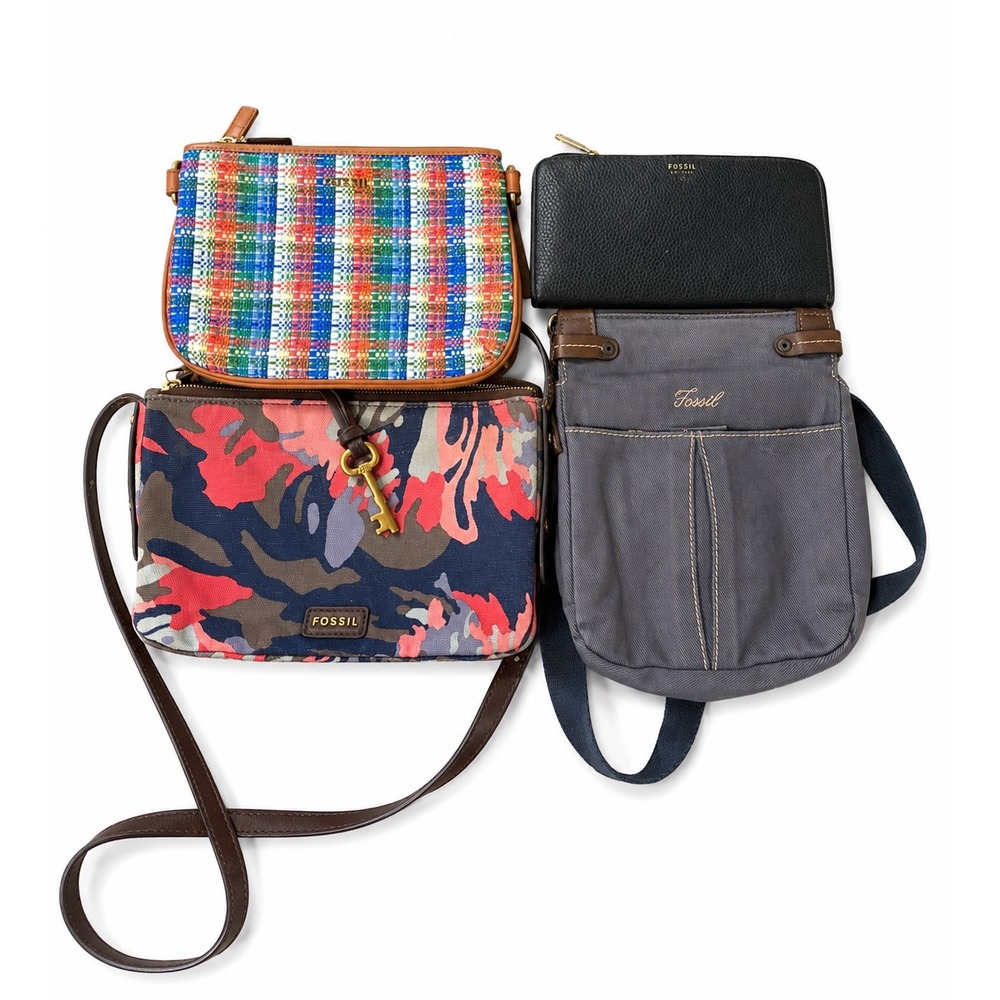 Fossil Vintage Boho Y2K Mixed Crossbody Purses Wallet Bundle of 4